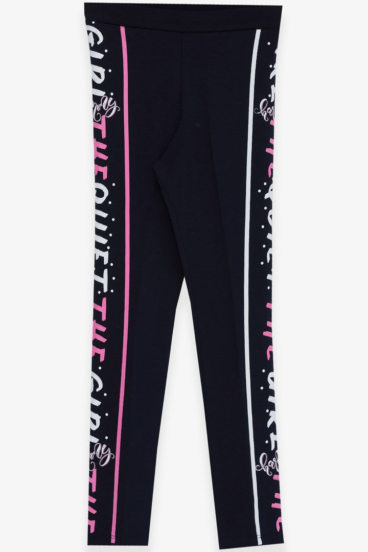 BRE Breeze Girl's Leggings with Printed Writing, Navy, 54 Years - Parkland