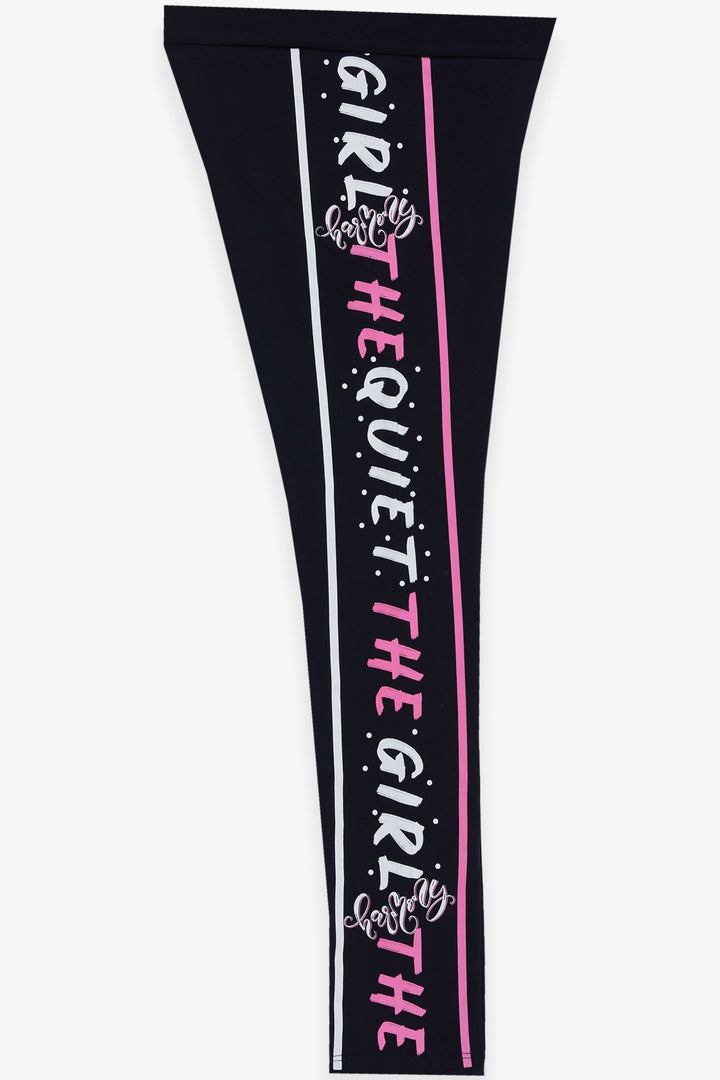 BRE Breeze Girl's Leggings with Printed Writing, Navy, 54 Years - Parkland