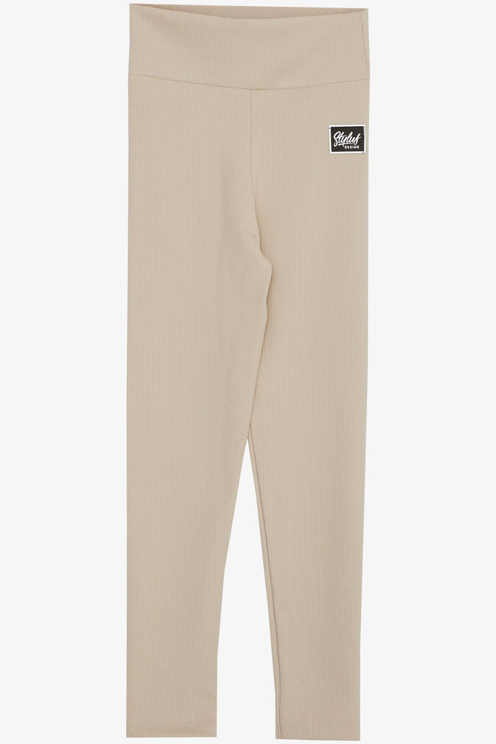 BRE Breeze Girl's Leggings with Printed Logo, Stone, 84 Years - Monroe