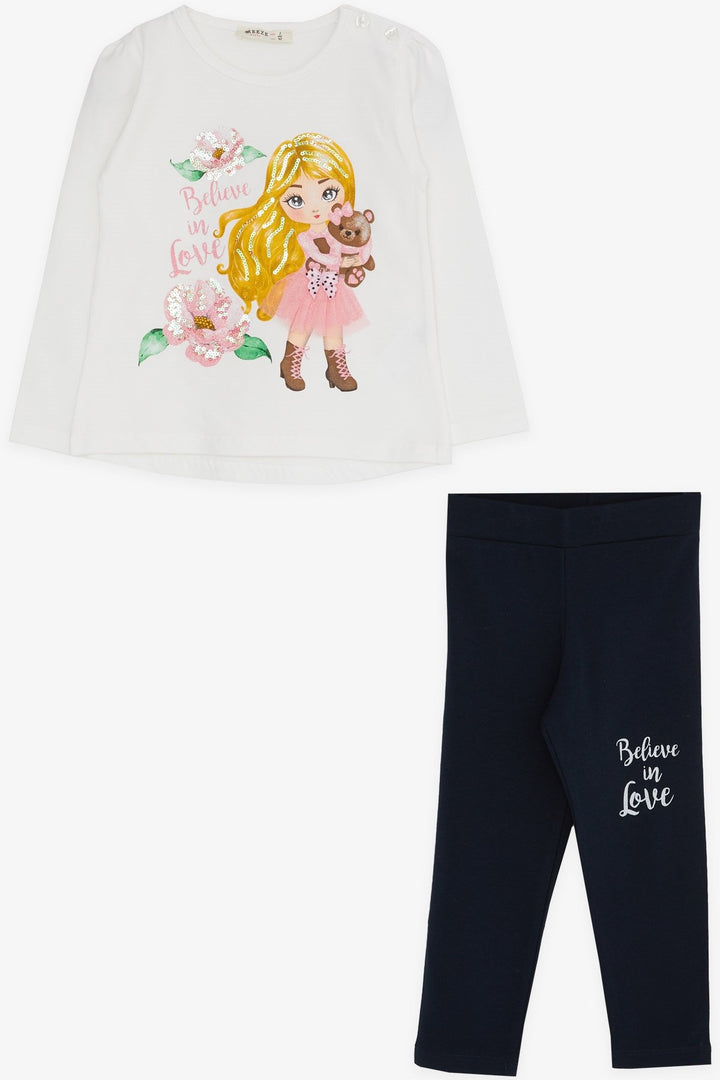 BRE Breeze Girl Child Legging Set Printed Sequined 1.5-5 Years, White - La Rinconada