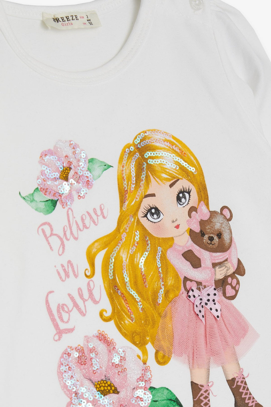 BRE Breeze Girl Child Legging Set Printed Sequined 1.5-5 Years, White - La Rinconada