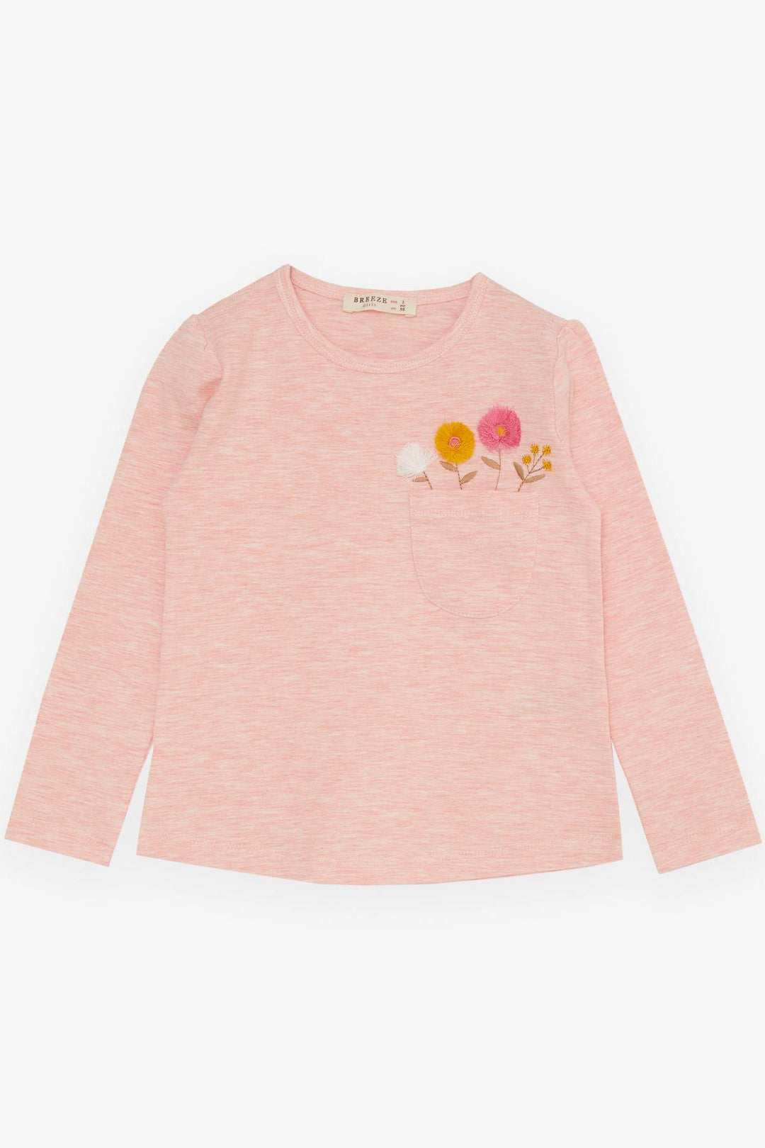 BRE Breeze Girl Child Leggings Set with Pocket Flower Tassel Embroidered 3-8 Years, Salmon Melange - Paterna