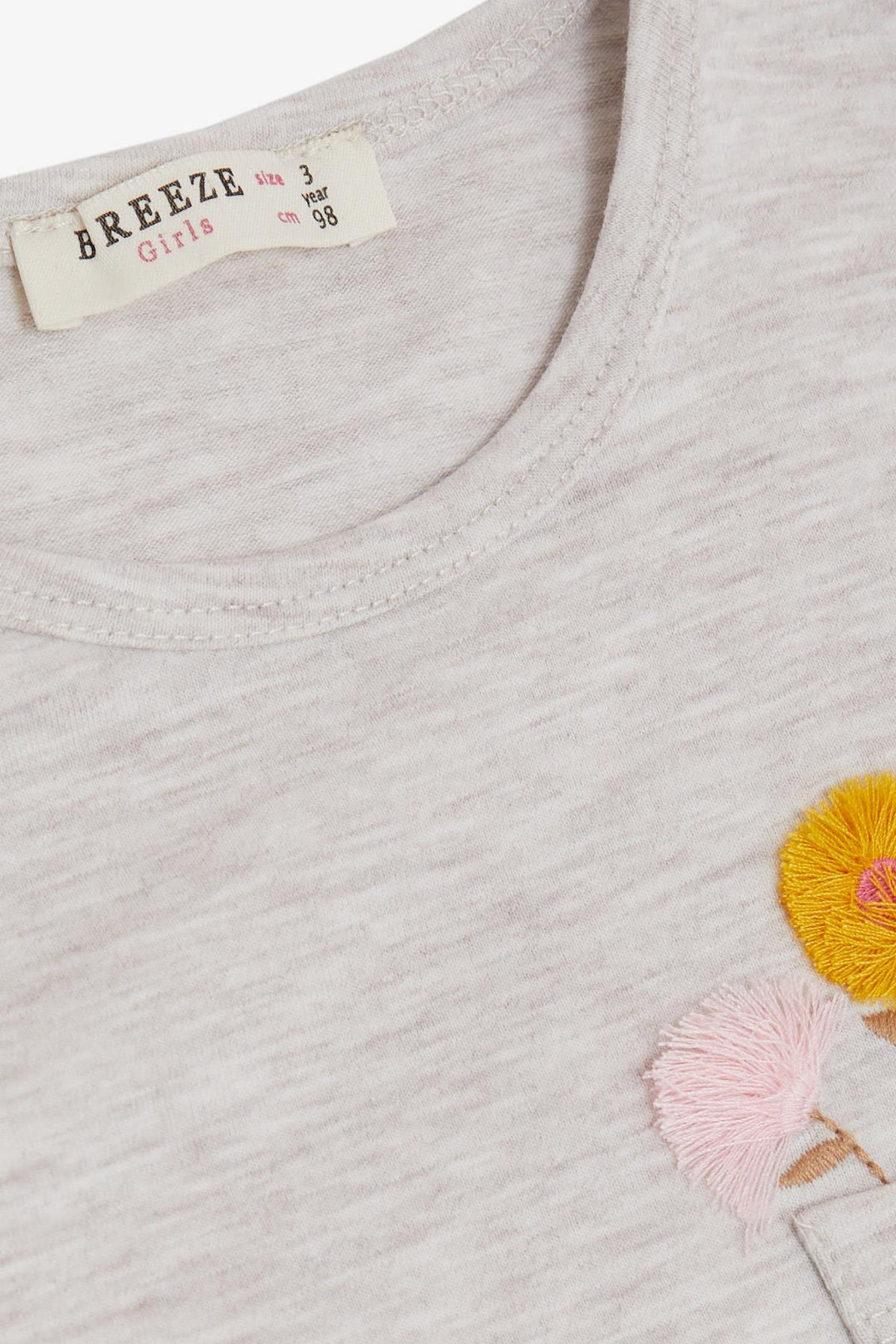 BRE Breeze Girl Child Legging Set with Pocket Flower Tassel Embroidered 3-8 Years, Beige Melange - Bazal’tove