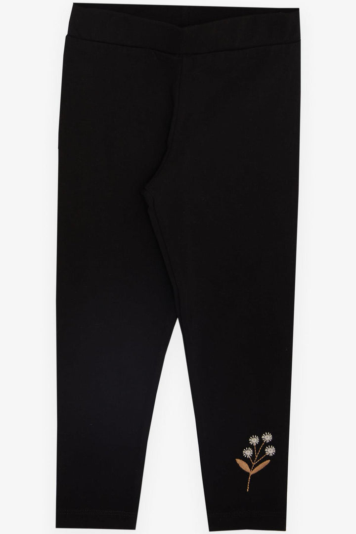 BRE Breeze Girl Child Legging Set with Pocket Flower Tassel Embroidered 3-8 Years, Beige Melange - Bazal’tove