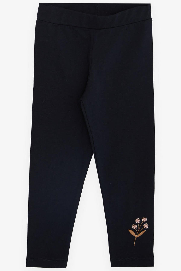 BRE Breeze Girl Child Leggings Set with Pocket Flower Tassel Embroidered 3-8 Years, Salmon Melange - Paterna