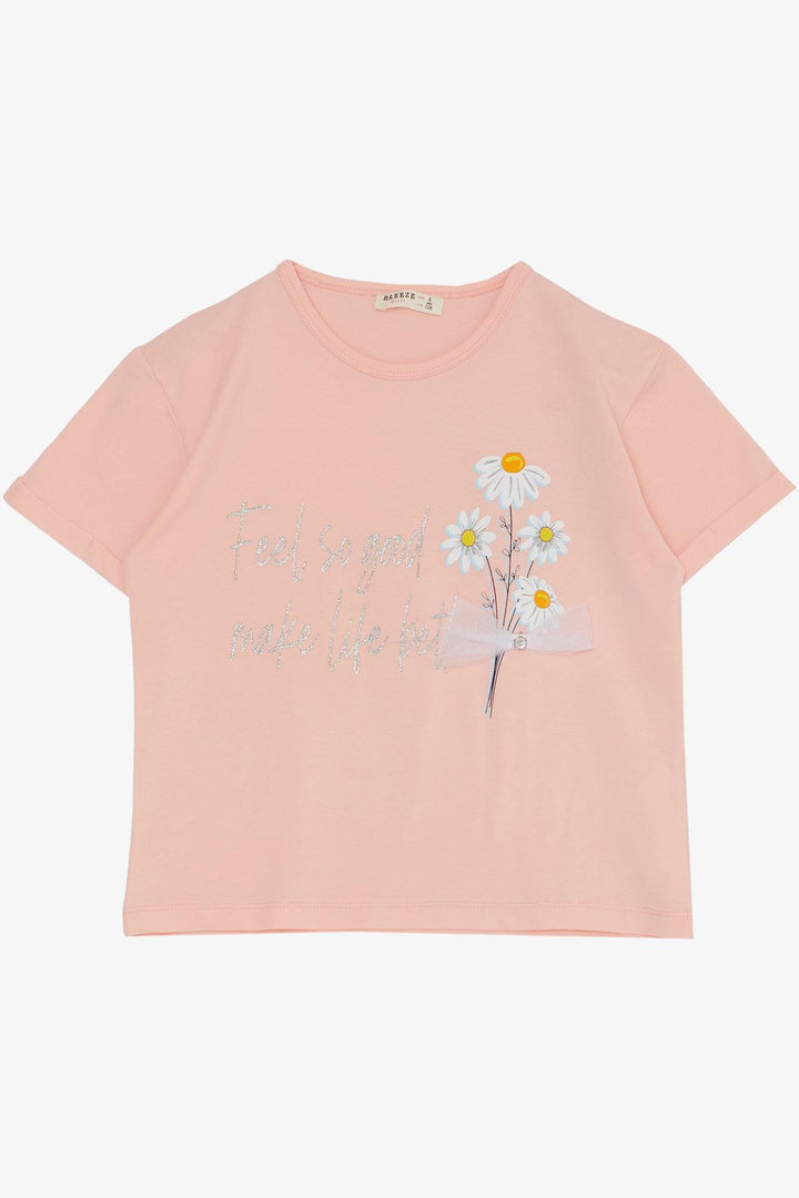 BRE Breeze Girl's Legging Set Flower & Text Printed with Bow, 50 Years, Pink - Merrillville