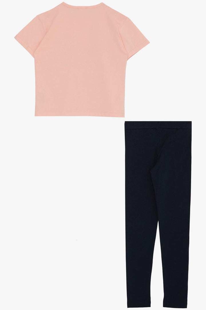 BRE Breeze Girl's Legging Set Flower & Text Printed with Bow, 50 Years, Pink - Merrillville