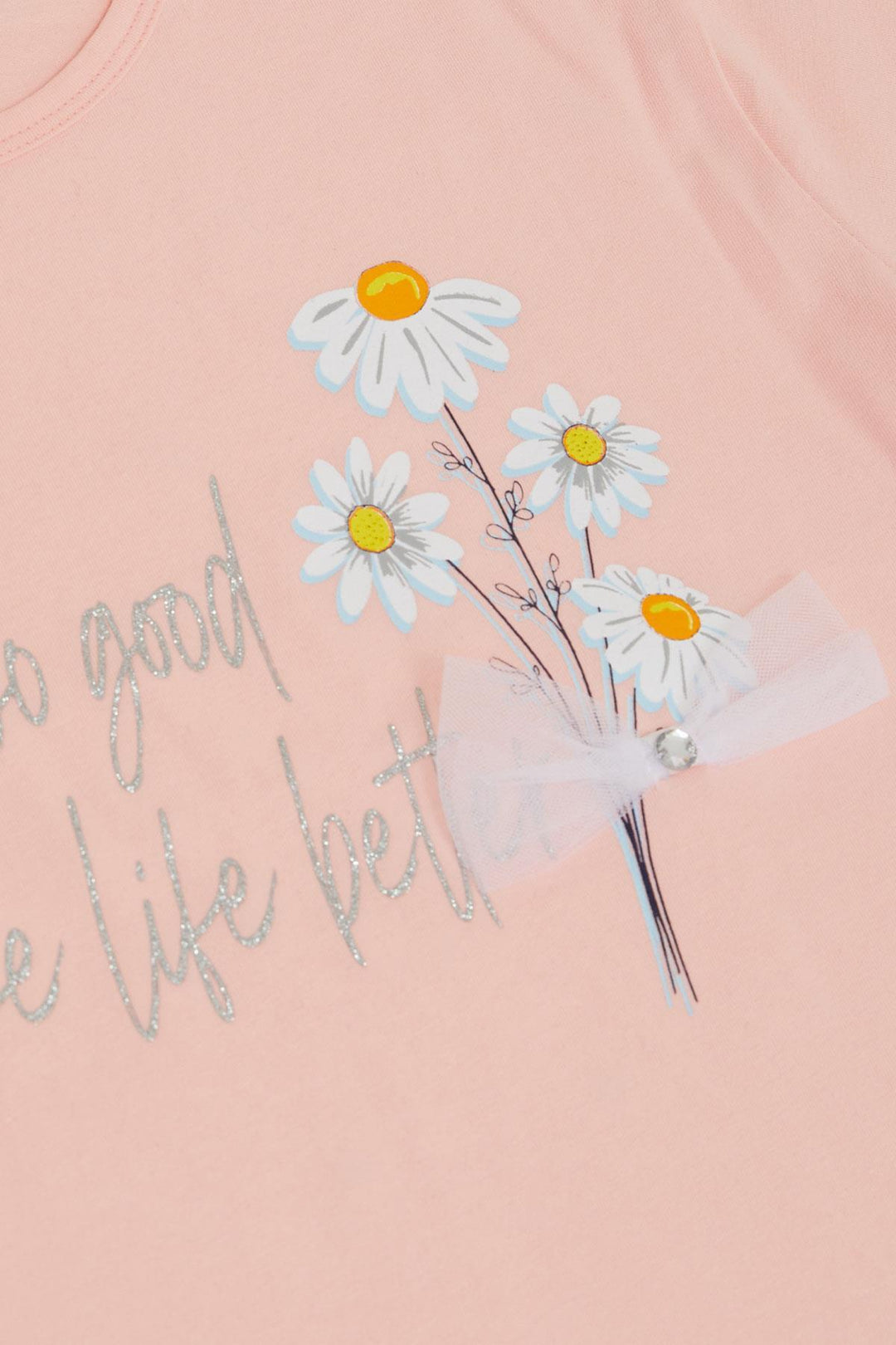 BRE Breeze Girl's Legging Set Flower & Text Printed with Bow, 50 Years, Pink - Merrillville