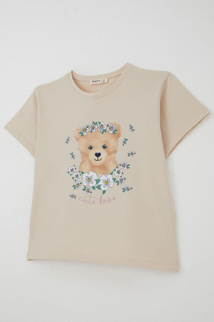 BRE Breeze Girl Child Leggings Set Queen of Flowers Cute Bear Printed 50 Years, Beige - Mandurah