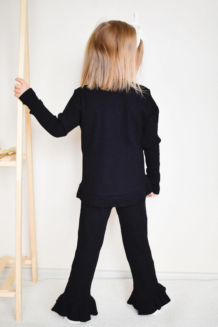 BRE Breeze Girl Child Leggings Set Spanish Pants Glitter Heart Printed 3-8 Years, Black - Town Country