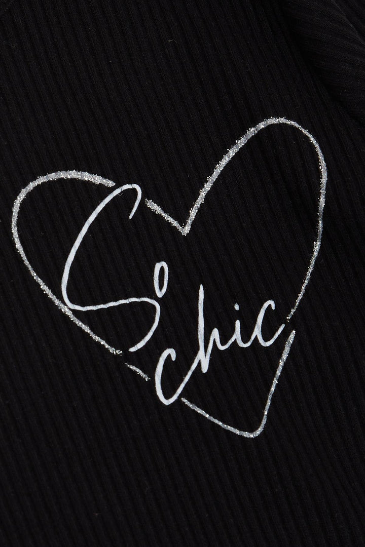 BRE Breeze Girl Child Leggings Set Spanish Pants Glitter Heart Printed 3-8 Years, Black - Town Country