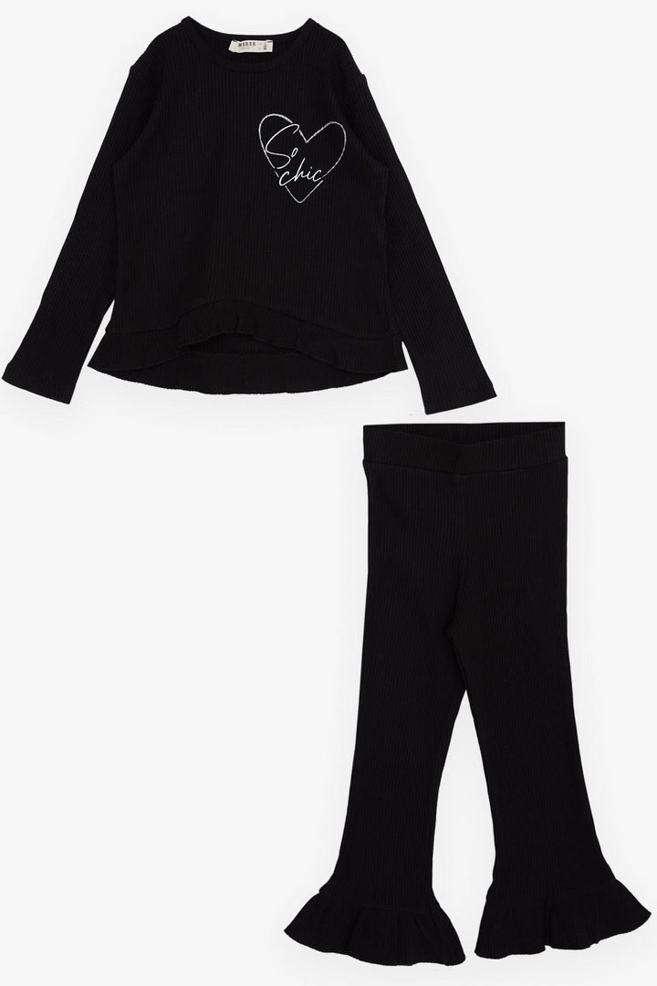 BRE Breeze Girl Child Leggings Set Spanish Pants Glitter Heart Printed 3-8 Years, Black - Town Country