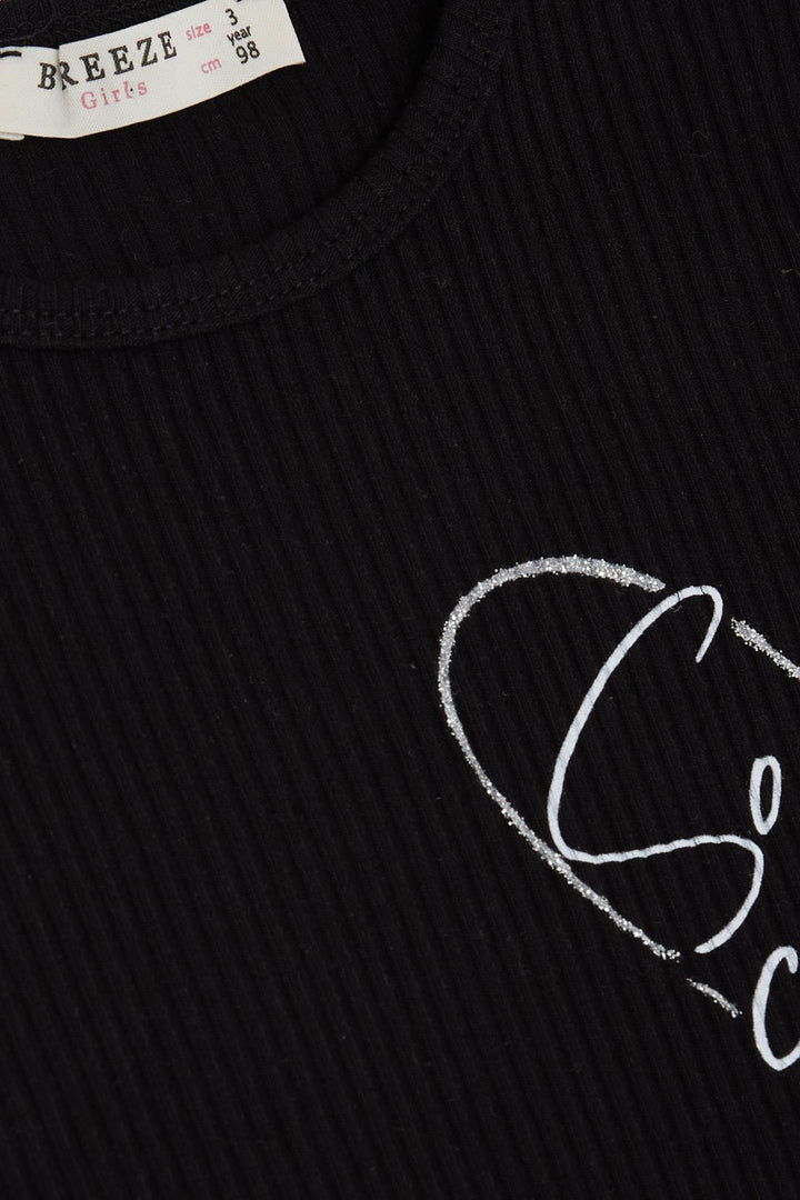 BRE Breeze Girl Child Leggings Set Spanish Pants Glitter Heart Printed 3-8 Years, Black - Town Country