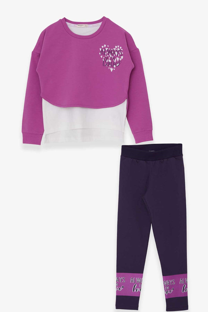 BRE Breeze Girl's Leggings Set with Heart Print, 82 Years, Purple - Ciudad Real