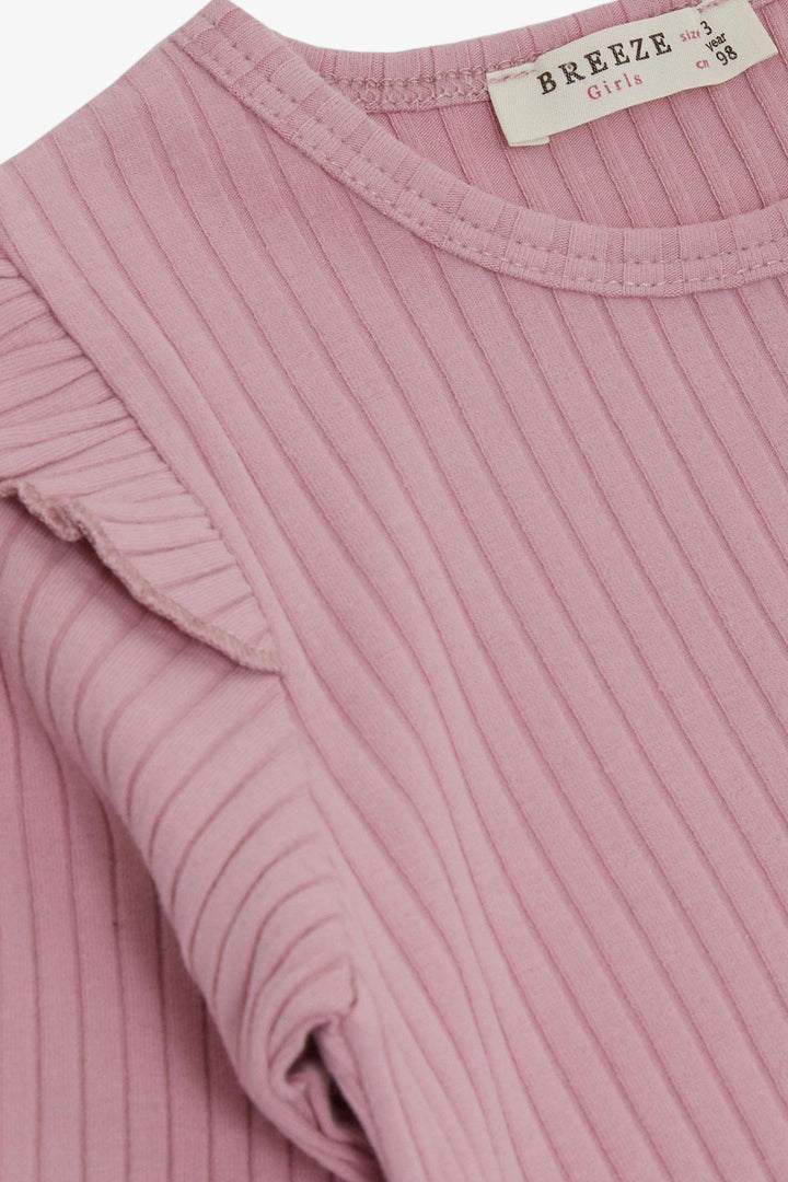 BRE Breeze Girl Child Leggings Set with Butterfly Embroidery and Printed Writing, 2-6 Years, Lilac - Hillsborough