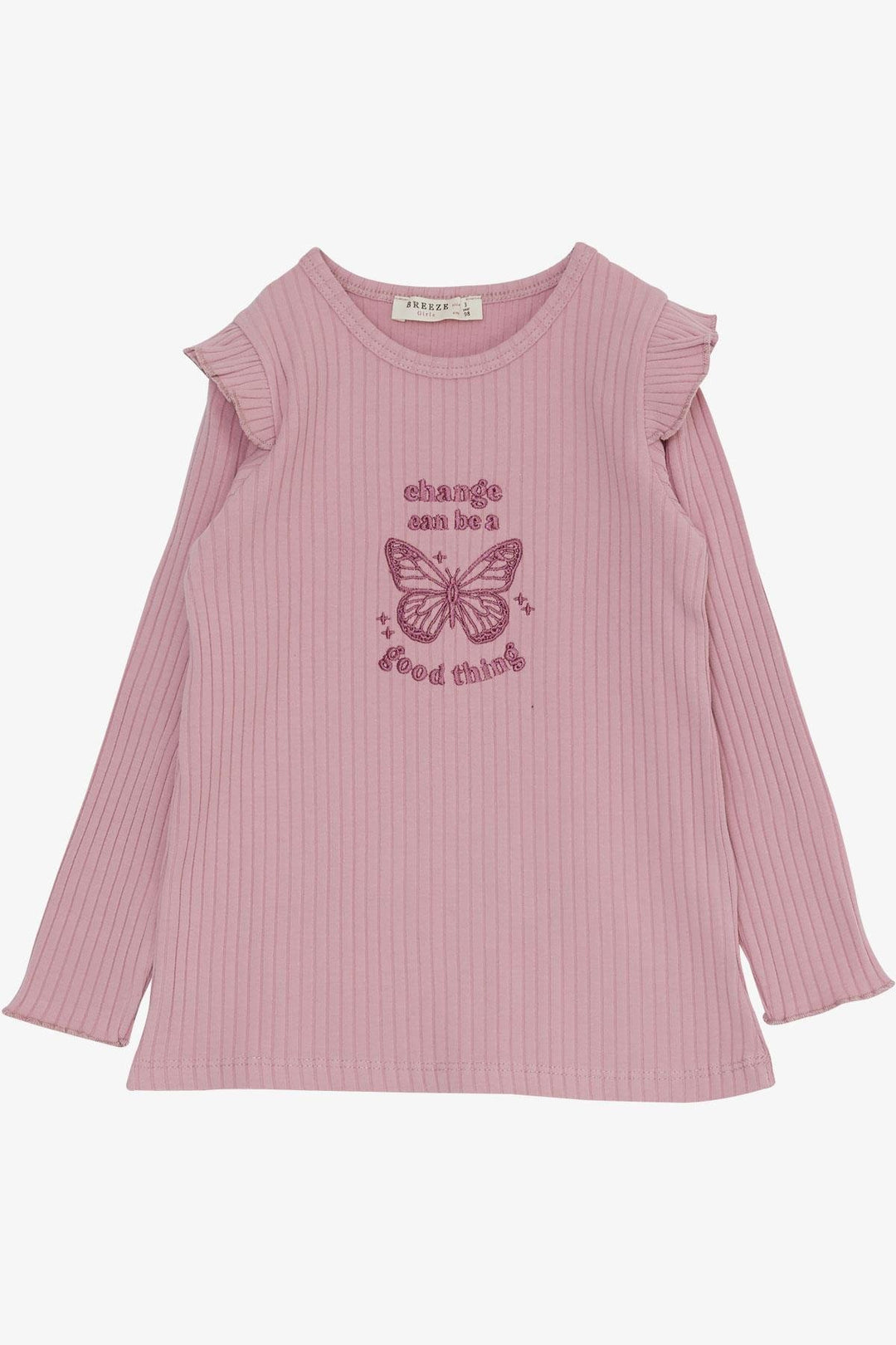 BRE Breeze Girl Child Leggings Set with Butterfly Embroidery and Printed Writing, 2-6 Years, Lilac - Hillsborough