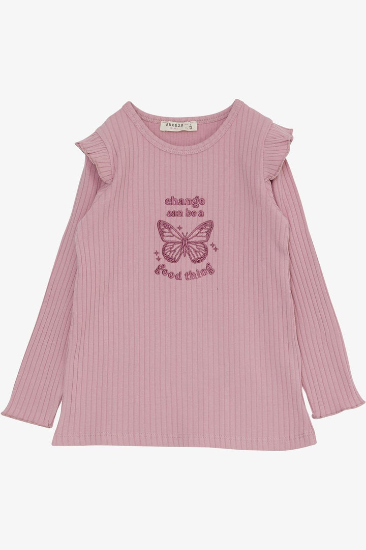 BRE Breeze Girl Child Leggings Set with Butterfly Embroidery and Printed Writing, 2-6 Years, Lilac - Hillsborough