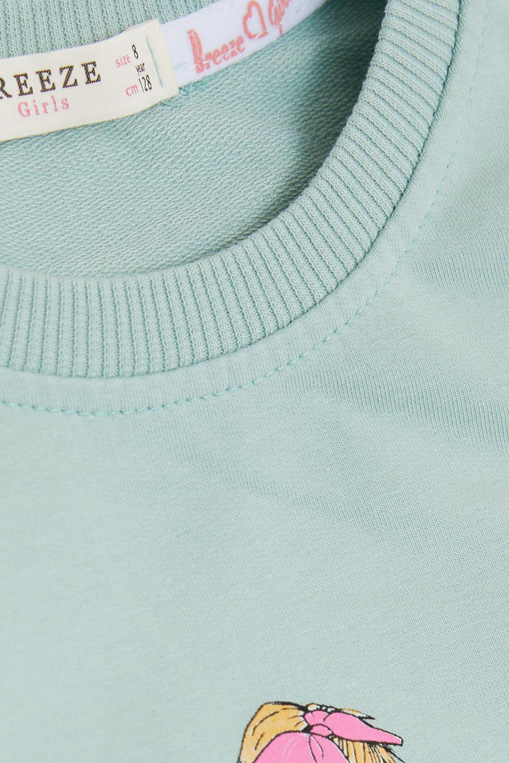 BRE Breeze Girl Child Leggings Set Fashion Themed Cool Girl Printed 50 Years, Mint Green - Vich