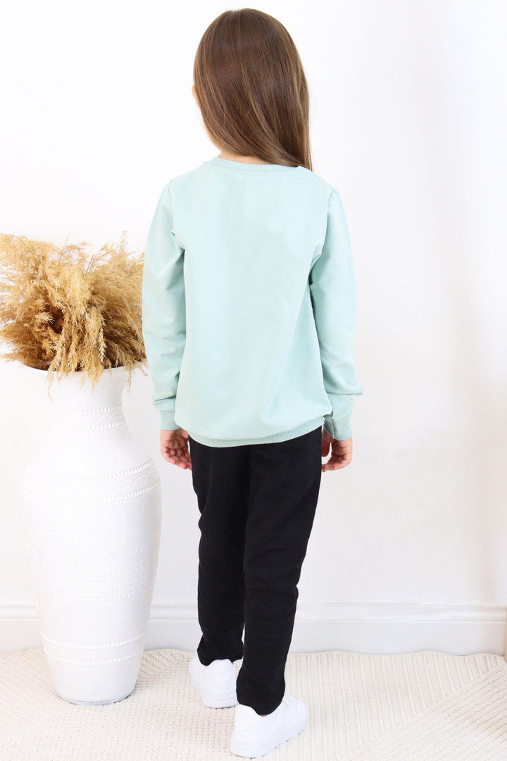 BRE Breeze Girl Child Leggings Set Fashion Themed Cool Girl Printed 50 Years, Mint Green - Vich