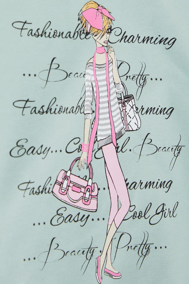 BRE Breeze Girl Child Leggings Set Fashion Themed Cool Girl Printed 50 Years, Mint Green - Vich