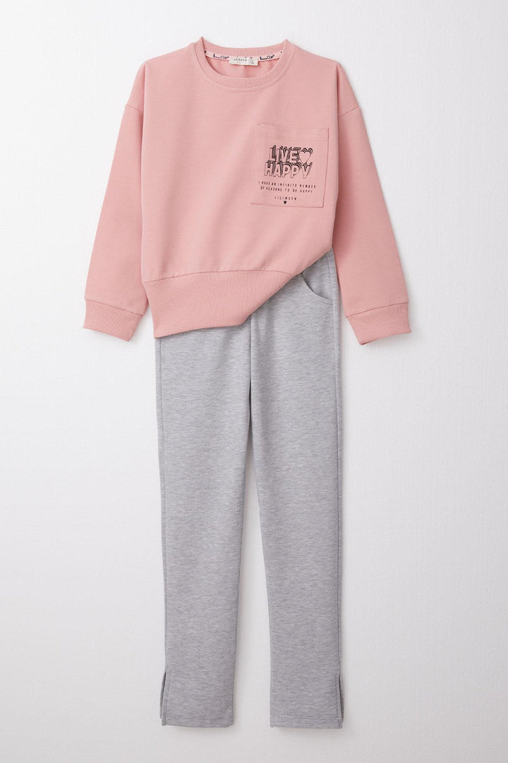 BRE Breeze Girl's Legging Set with Motivation Theme Slit Hem 50 Years, Pink - Kettering
