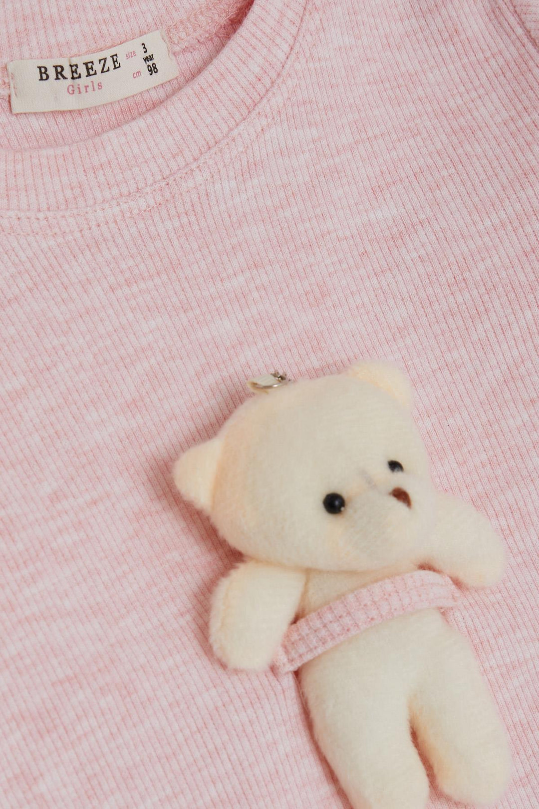 BRE Breeze Girl Child Leggings Set with Teddy Bear Accessory, 2-6 Years, Salmon Melange - Móstoles