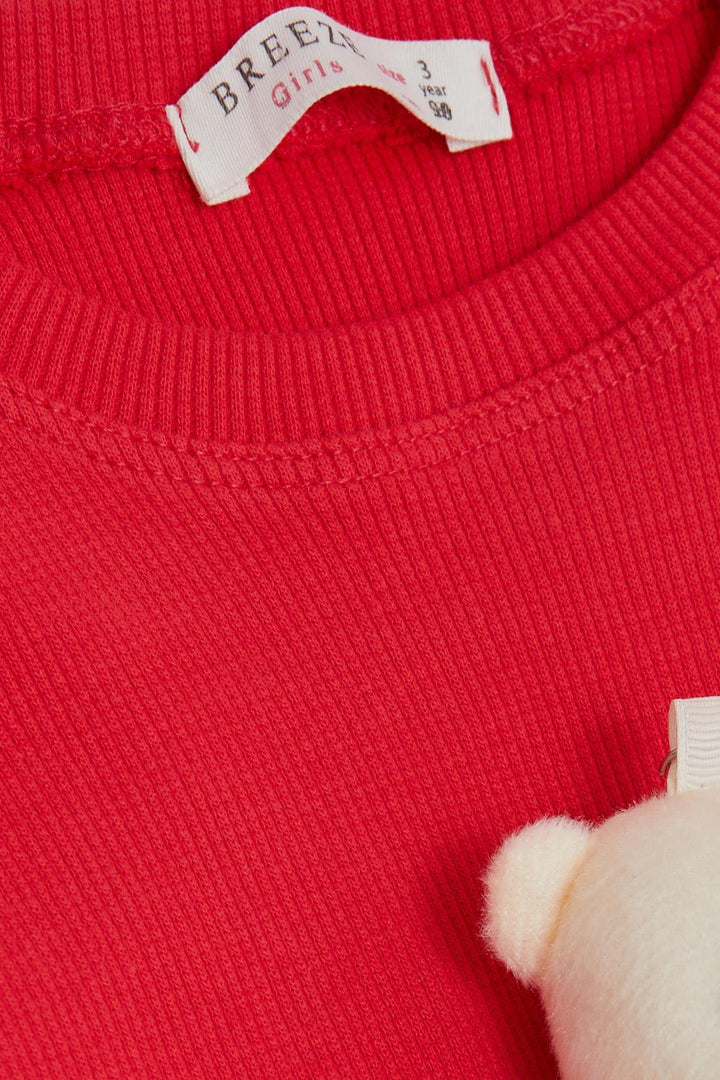 BRE Breeze Girl Child Leggings Set with Toy Bear Accessory, 2-6 Years, Pomegranate Blossom - Tenancingo