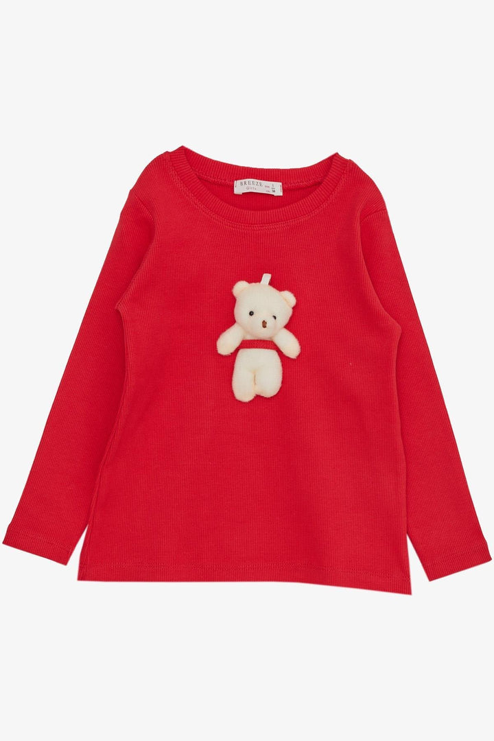 BRE Breeze Girl Child Leggings Set with Toy Bear Accessory, 2-6 Years, Pomegranate Blossom - Tenancingo