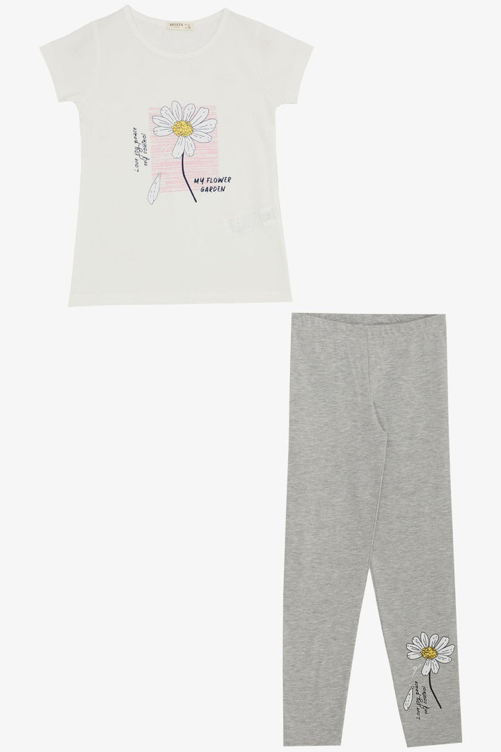 BRE Breeze Girl's Leggings Set with Daisy Print, 4-9 Years, Ecru - Seraing