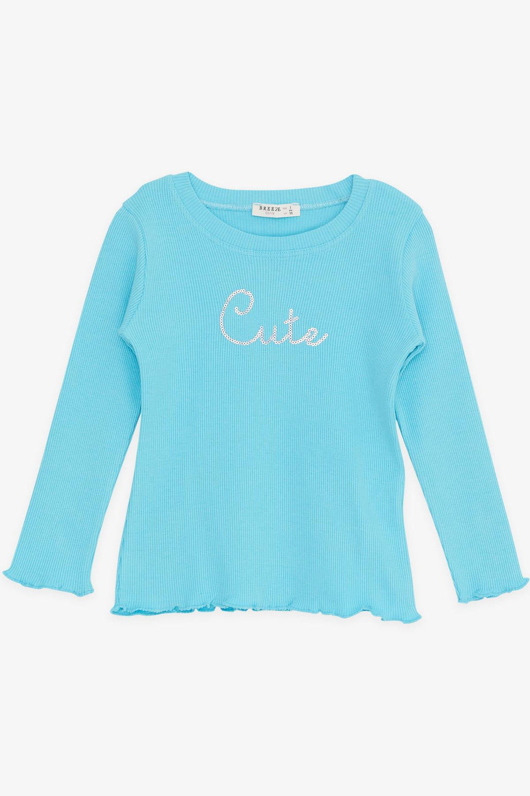 BRE Breeze Girl Child Leggings Set with Sequin Embroidered Writing, 1.5-5 Years, Turquoise - Berchem