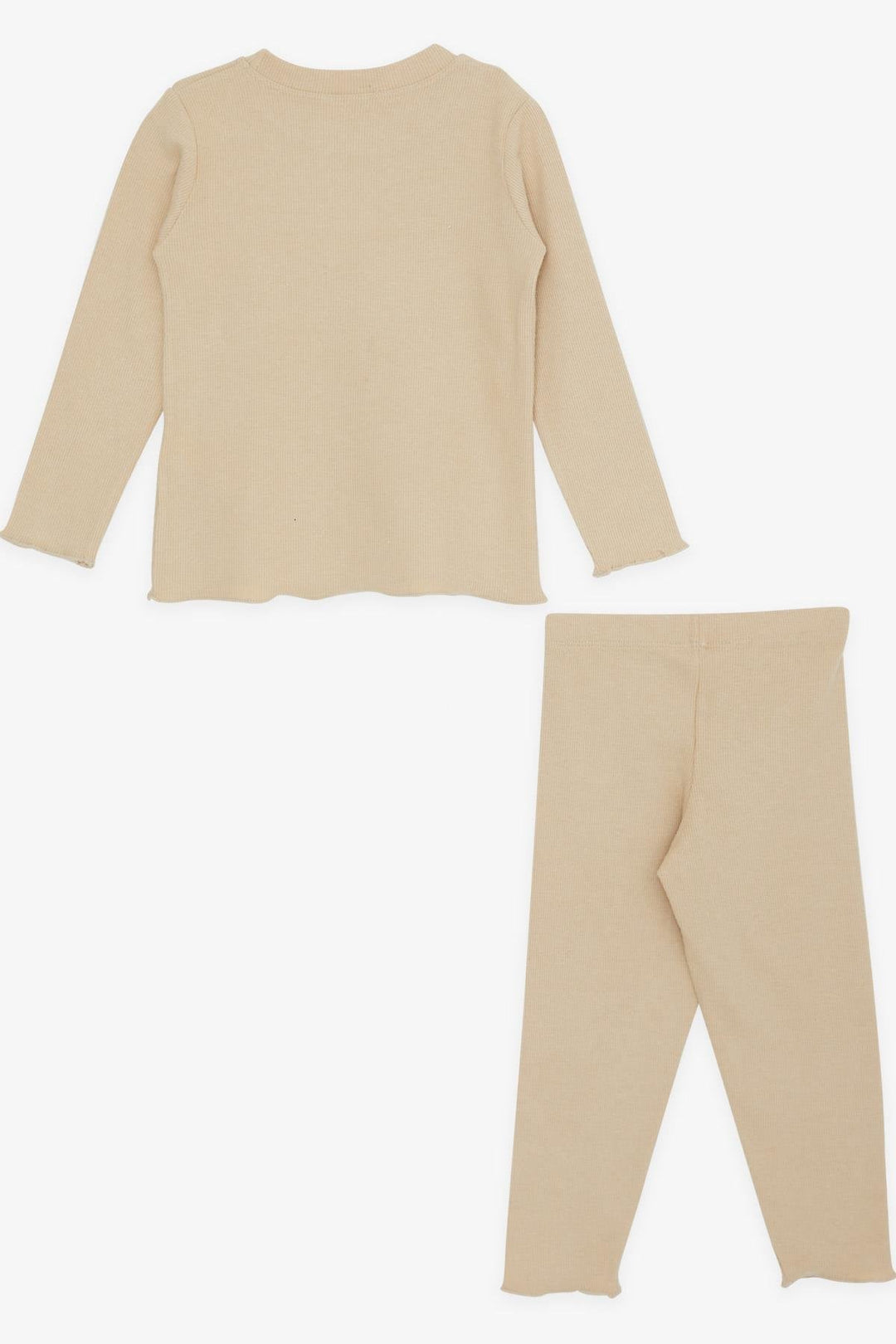 BRE Breeze Girl Child Leggings Set with Sequin Embroidered Writing, 1.5-5 Years, Beige - Hattiesburg
