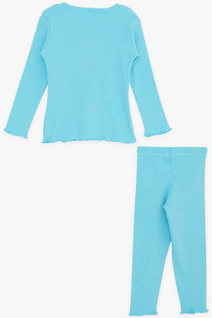 BRE Breeze Girl Child Leggings Set with Sequin Embroidered Writing, 1.5-5 Years, Turquoise - Berchem