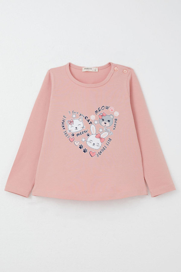 BRE Breeze Girl Child Legging Set Love Themed Cute Animal Printed 1-4 Years, Pink - Noisy-le-Grand