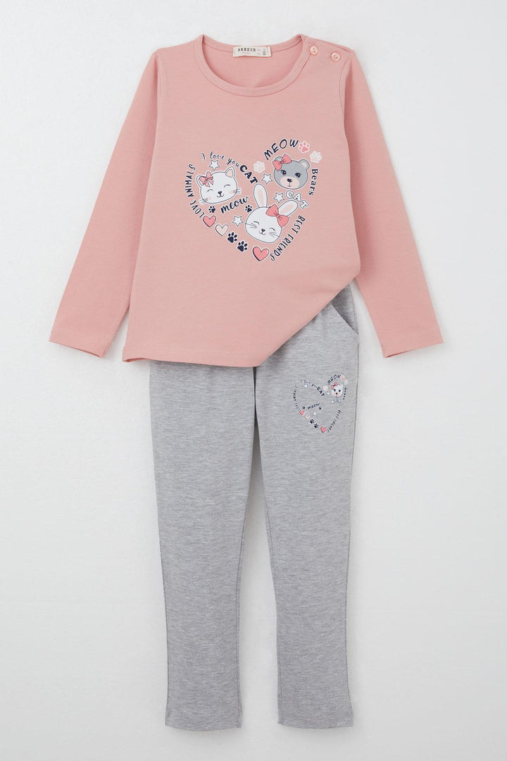 BRE Breeze Girl Child Legging Set Love Themed Cute Animal Printed 1-4 Years, Pink - Noisy-le-Grand