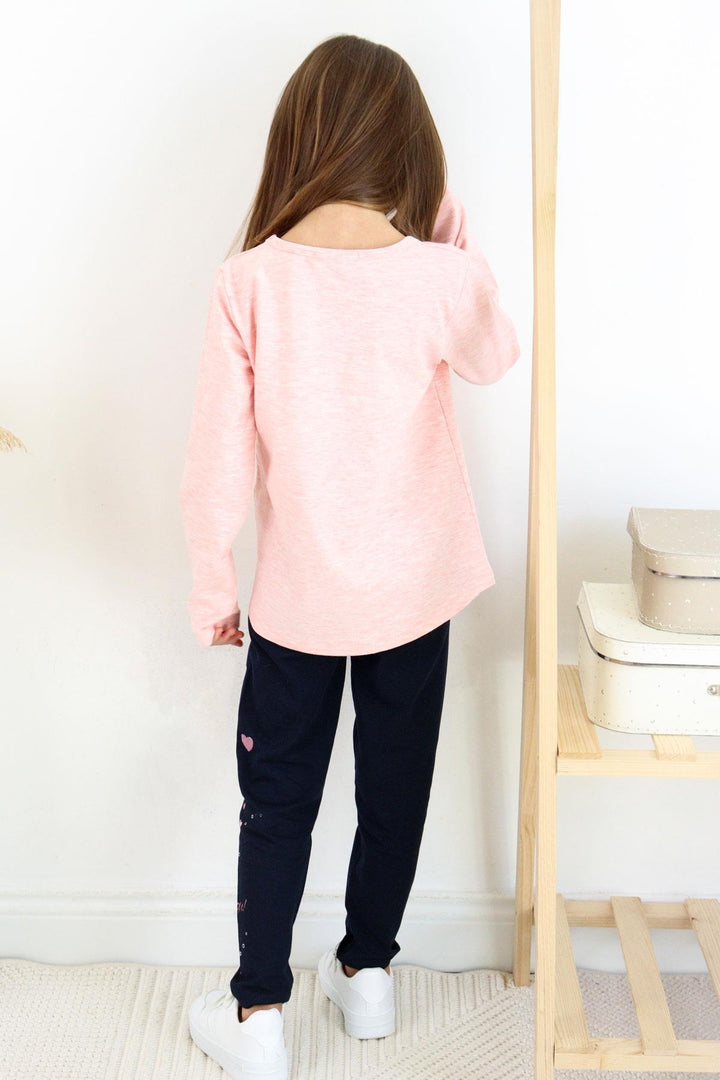 BRE Breeze Girl Child Leggings Set Cute Girl Printed Heart 2-6 Years, Salmon Melange - Gastonia