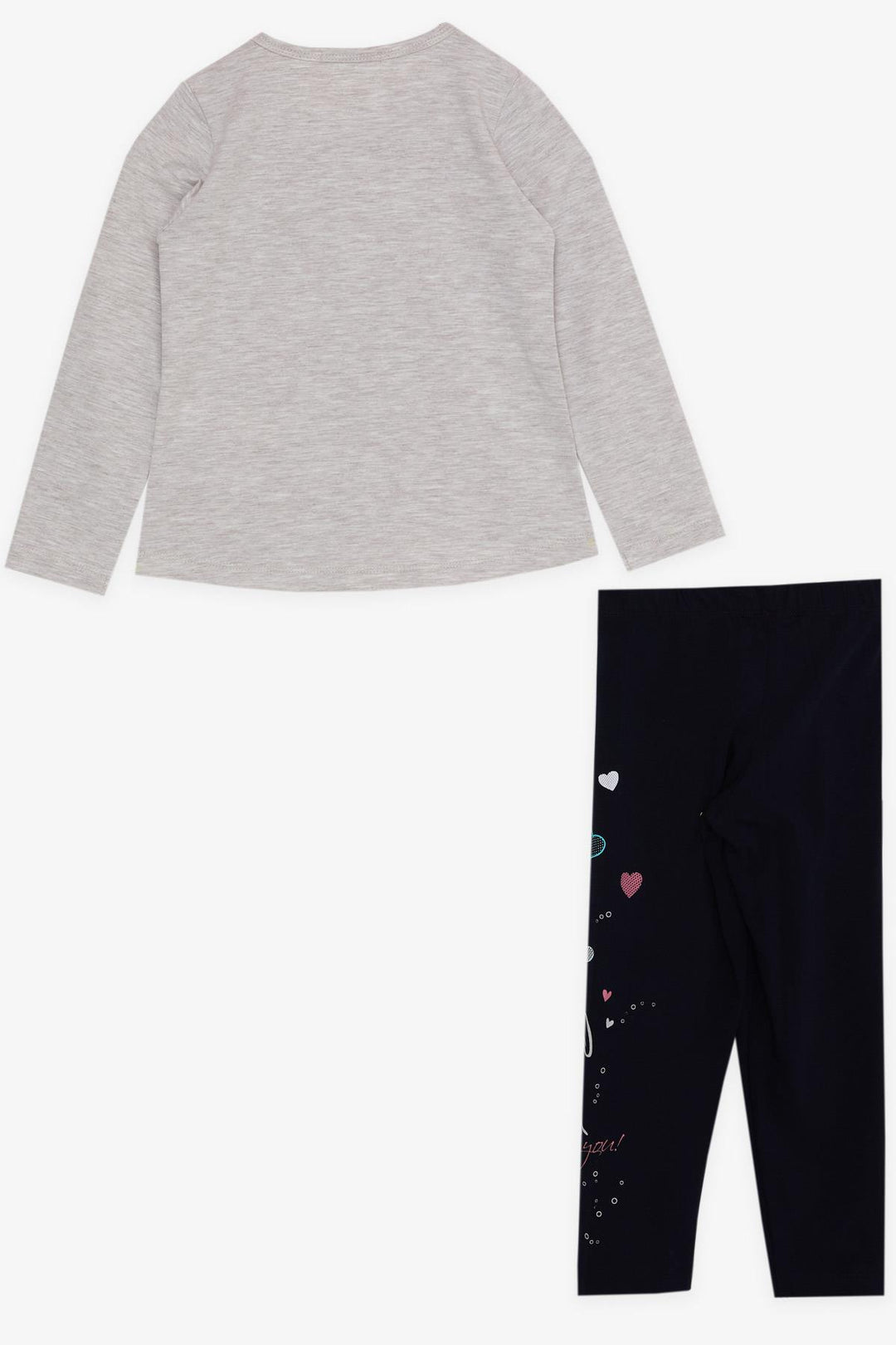 BRE Breeze Girl Child Leggings Set Cute Girl Printed Heart 2-6 Years, Beige Melange - Sittingbourne