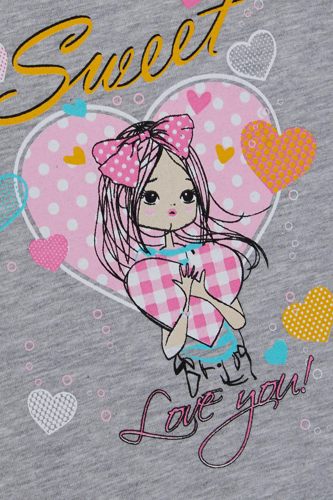 BRE Breeze Girl Child Leggings Set Cute Girl Printed Heart 2-6 Years, Grey Melange - Lynchburg