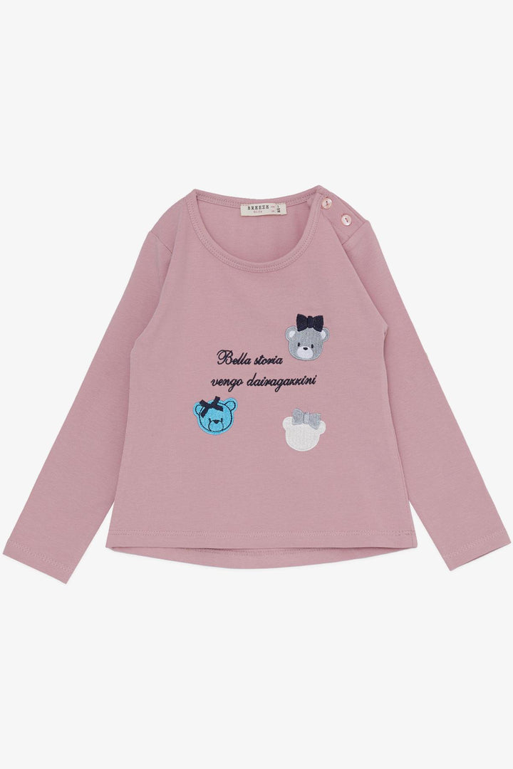 BRE Breeze Girl Child Leggings Set Cute Bear Embroidered Summer Printed 1-4 Years, Pink - Anaheim