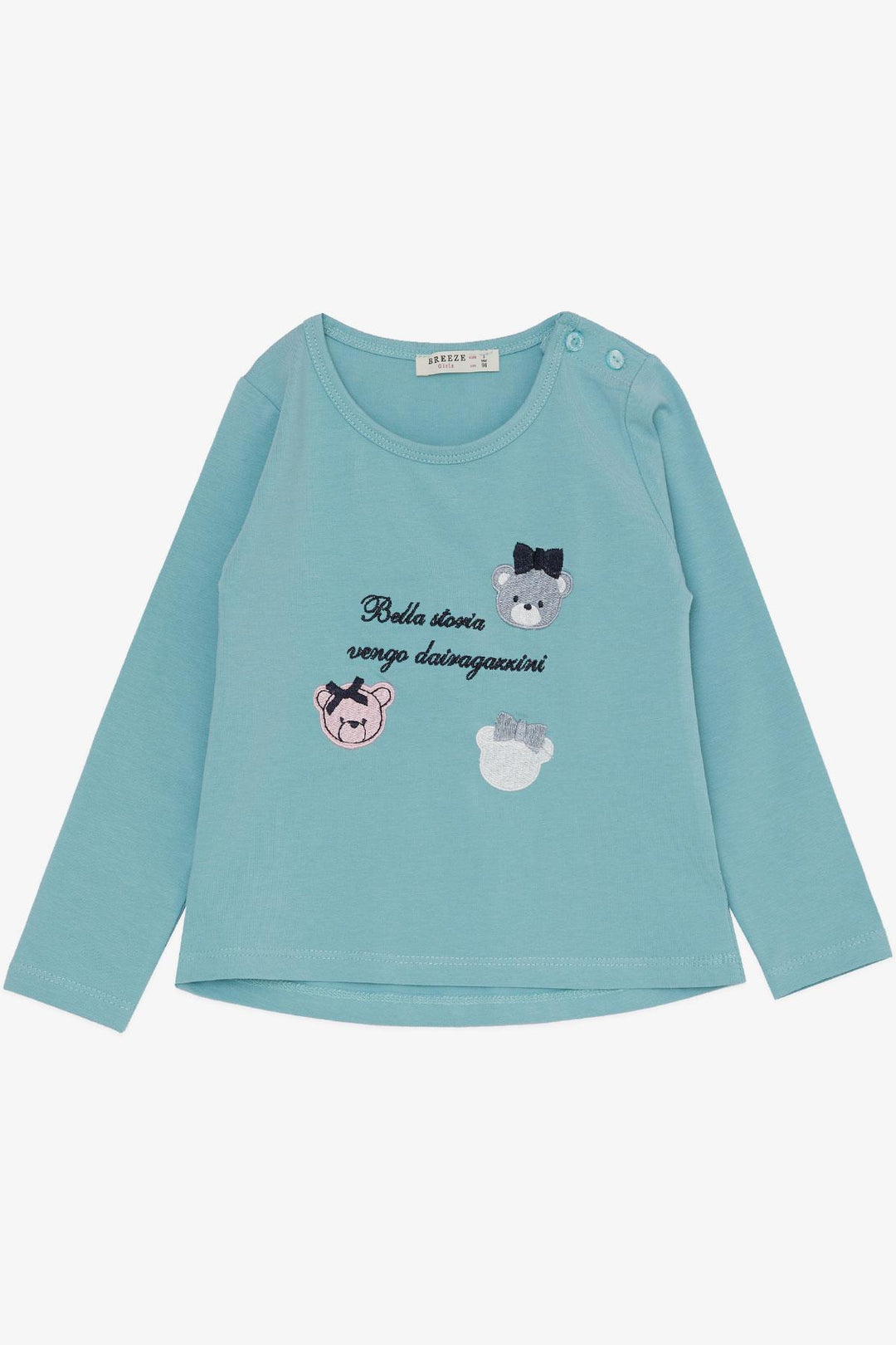 BRE Breeze Girl Child Leggings Set Cute Bear Embroidered Summer Printed 1-4 Years, Aqua Green - Kalinkavichy