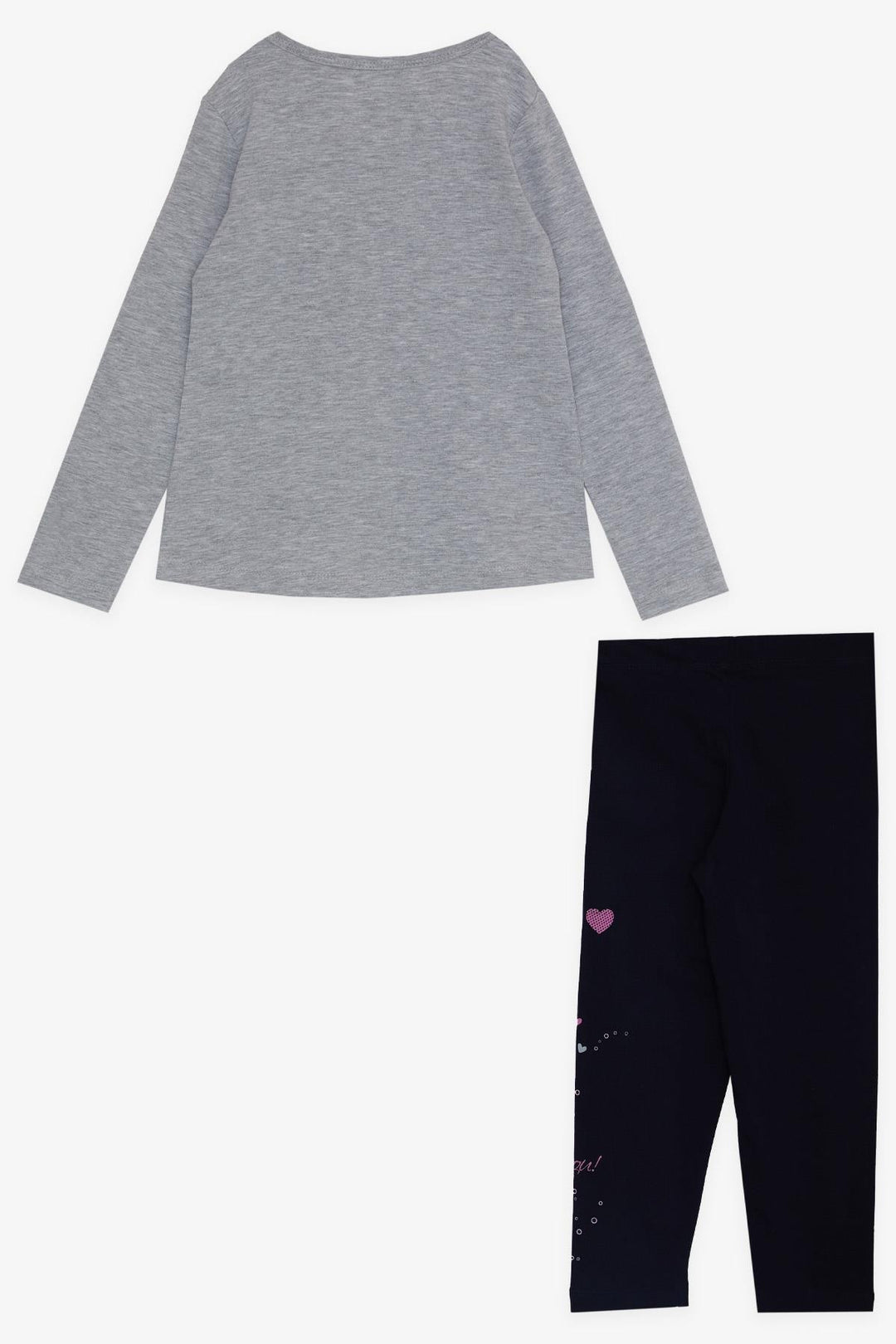 BRE Breeze Girl Child Leggings Set Cute Girl Printed Heart 2-6 Years, Grey Melange - Lynchburg