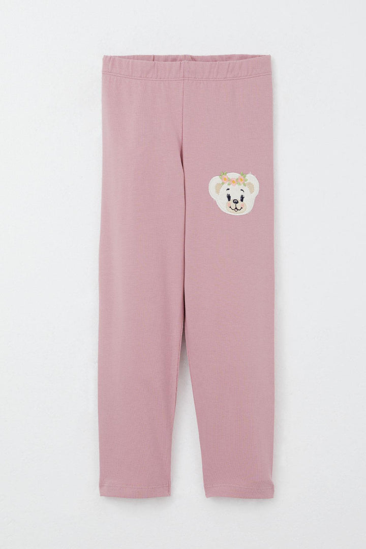 BRE Breeze Girl Child Leggings Set Cute Bear Embroidered Sequined 1.5-5 Years, Ecru - Medicine Hat