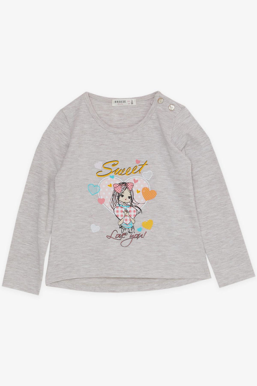 BRE Breeze Girl Child Leggings Set Cute Girl Printed Heart 2-6 Years, Beige Melange - Sittingbourne