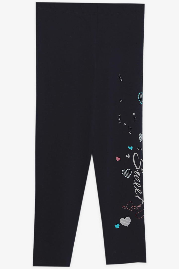 BRE Breeze Girl Child Leggings Set Cute Girl Printed Heart 2-6 Years, Beige Melange - Sittingbourne