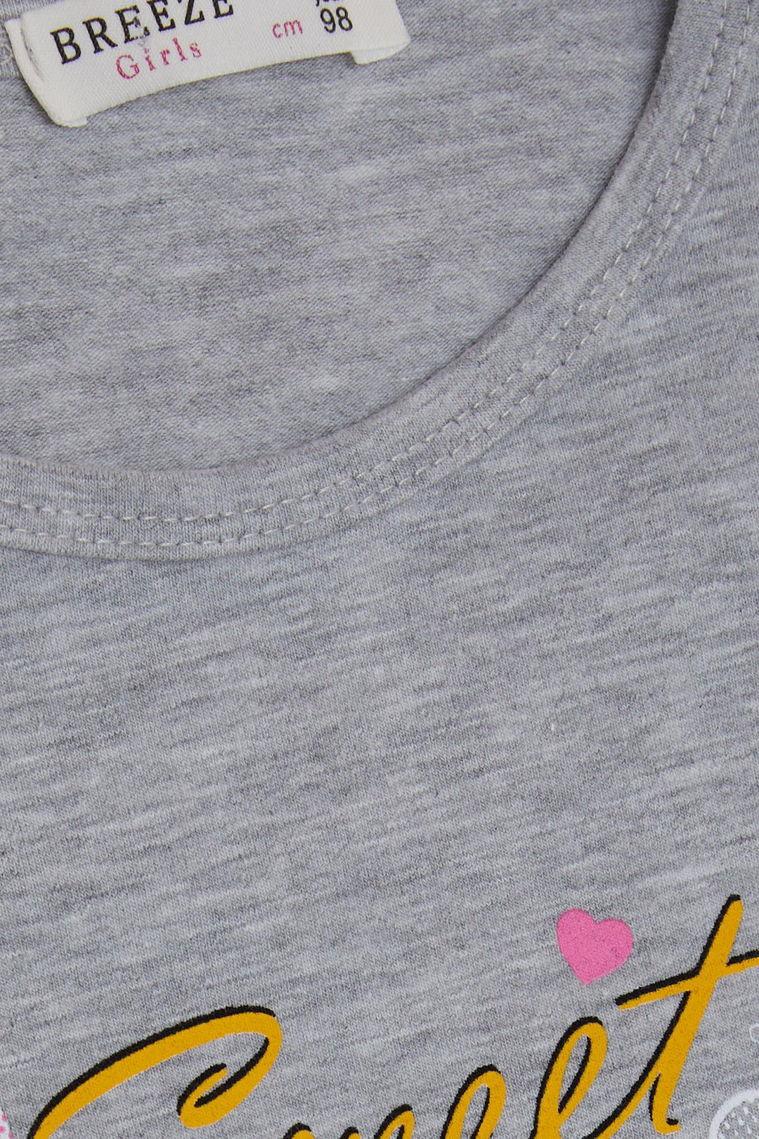 BRE Breeze Girl Child Leggings Set Cute Girl Printed Heart 2-6 Years, Grey Melange - Lynchburg