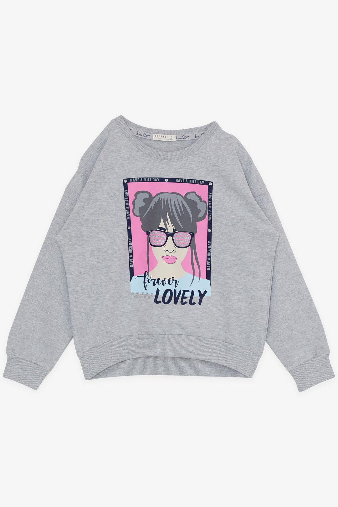 BRE Breeze Girl Child Leggings Set with Glitter Glasses Printed Girl 72 Years, Grey Melange - Garden Grove