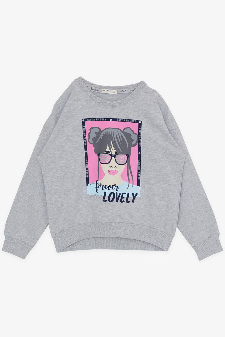 BRE Breeze Girl Child Leggings Set with Glitter Glasses Printed Girl 72 Years, Grey Melange - Garden Grove