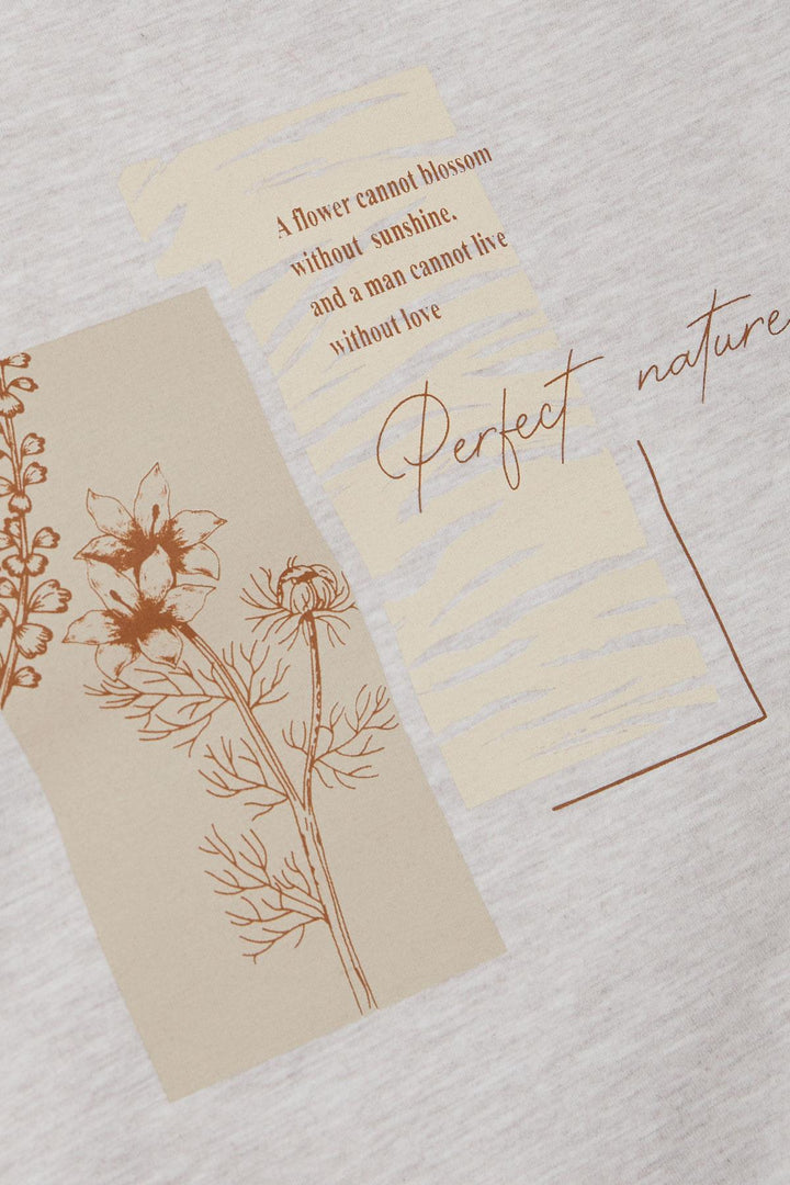 BRE Breeze Girl Child Leggings Set Slogan Themed Flower Printed 50 Years, Beige Melange - Pompano Beach