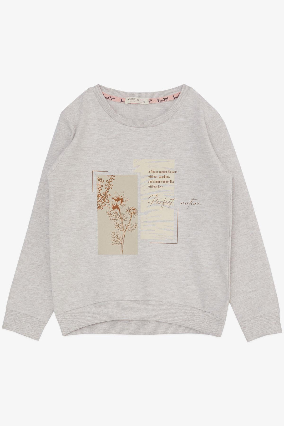 BRE Breeze Girl Child Leggings Set Slogan Themed Flower Printed 50 Years, Beige Melange - Pompano Beach