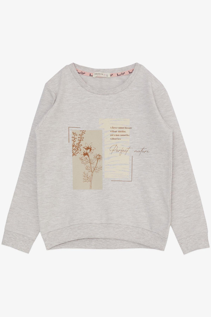 BRE Breeze Girl Child Leggings Set Slogan Themed Flower Printed 50 Years, Beige Melange - Pompano Beach