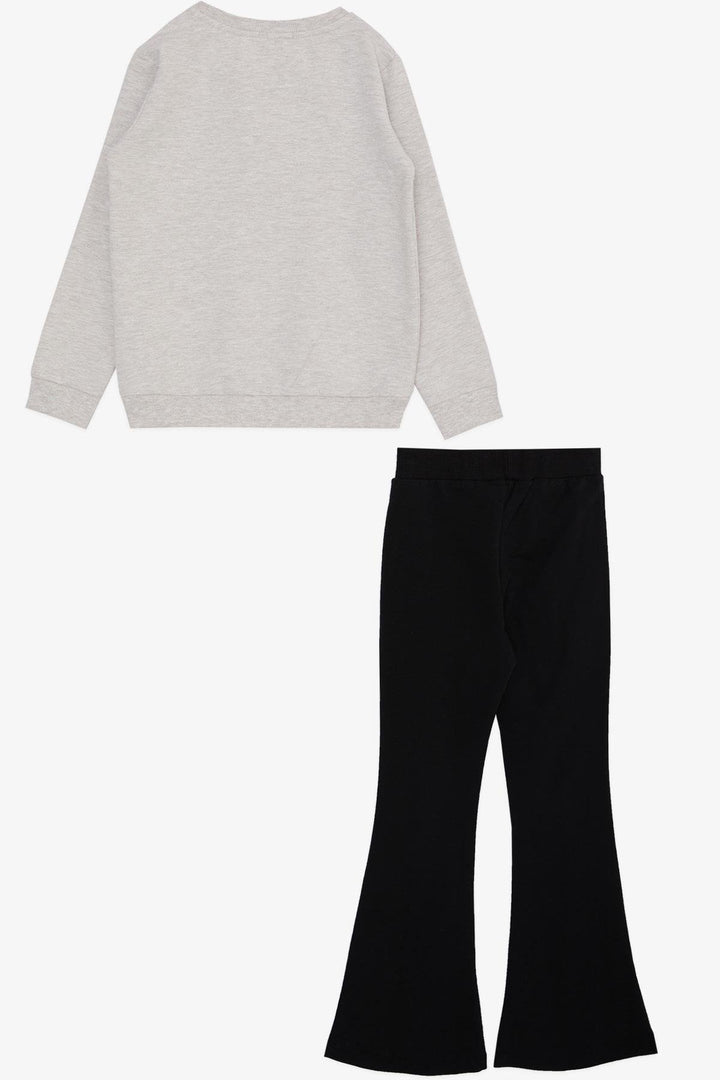 BRE Breeze Girl Child Leggings Set Slogan Themed Flower Printed 50 Years, Beige Melange - Pompano Beach